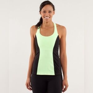 Lululemon Cool Racerback Surf Bonded Faded Zap Neon Green Black Tank Top Size 6